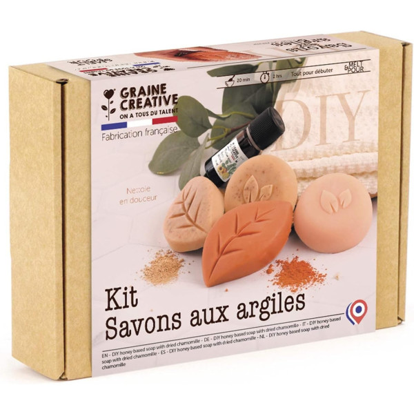 Kit créatif - Créer des savons aux argiles - Moules + blocs de savon - Graine créative