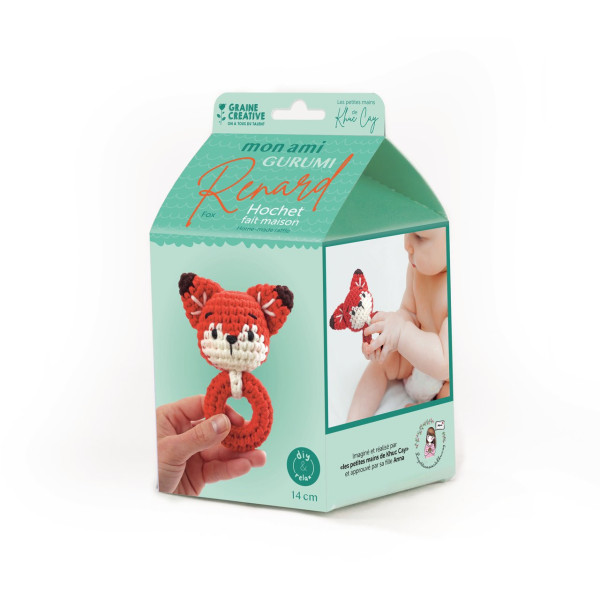 photo-Kit créatif - Crée un hochet en crochet - Renard - Accessoires inclus