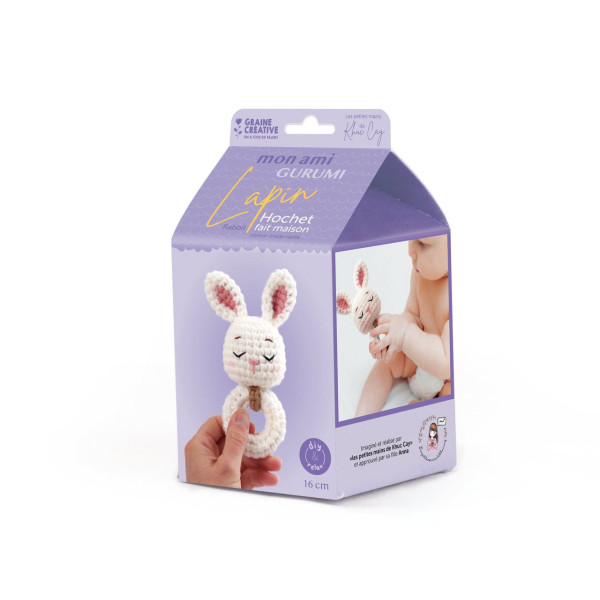 photo-Kit créatif - Crée un hochet en crochet - Lapin - Accessoires inclus