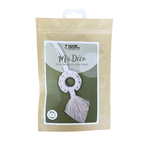 Kit créatif - Macramé - Pompon à suspendre - Accessoires inclus - Graine créative