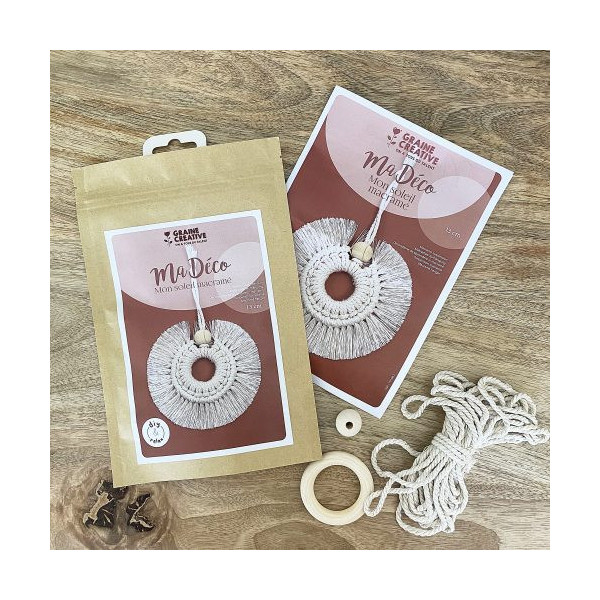 Kit créatif - Macramé - Soleil à suspendre - Accessoires inclus - Graine créative