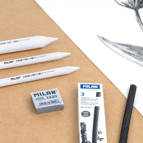 Gomme mie de pain - Gris - Beaux-arts - Fusains et graphite - Sans résidus - Milan