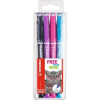4 feutres fineliner STABILO SENSOR pointe moyenne 0.7mm noir rose violet turquoise