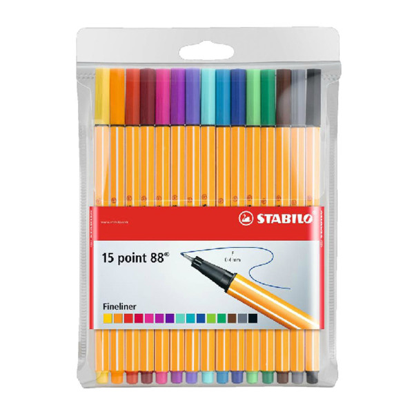 photo-Pochette de 15 stylos-feutres STABILO point 88 - pointe fine - coloris assortis