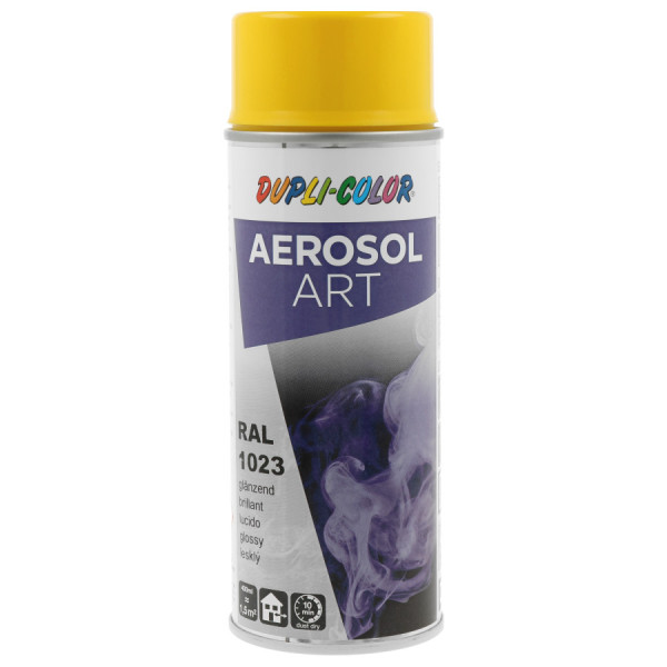 Bombe de peinture - Jaune trafic - RAL 1023 - Brillant - Tous supports - Aérosol Art