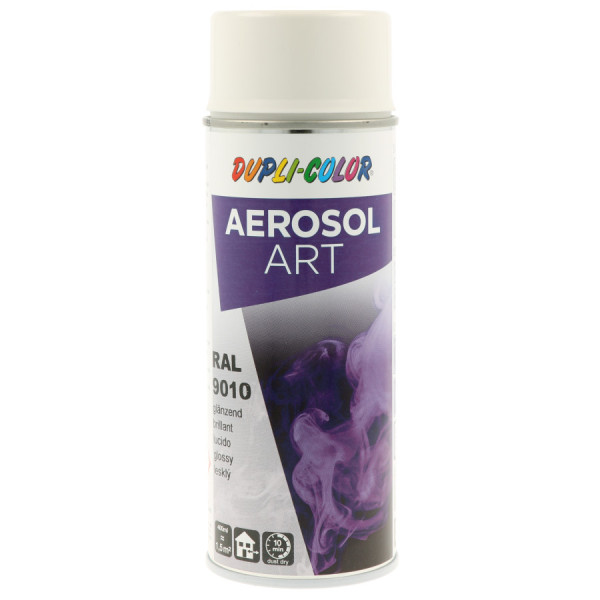 photo-Bombe de peinture - Blanc pur - RAL 9010 - Brillant - Tous supports - Aérosol Art