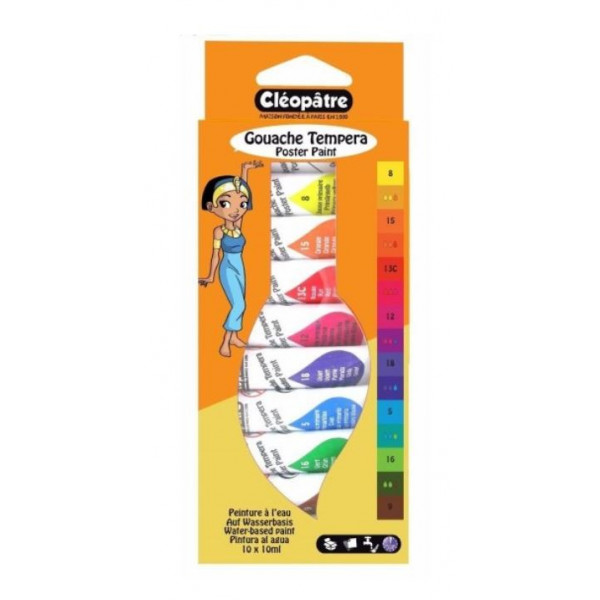 Lot De 10 Tubes De Gouache Tempera - Cléopâtre pas cher