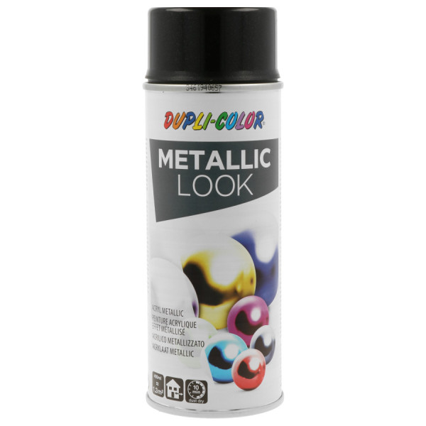 photo-Bombe de peinture - Effet métallisé - Noir - Tous supports - Dupli-color - 400ml