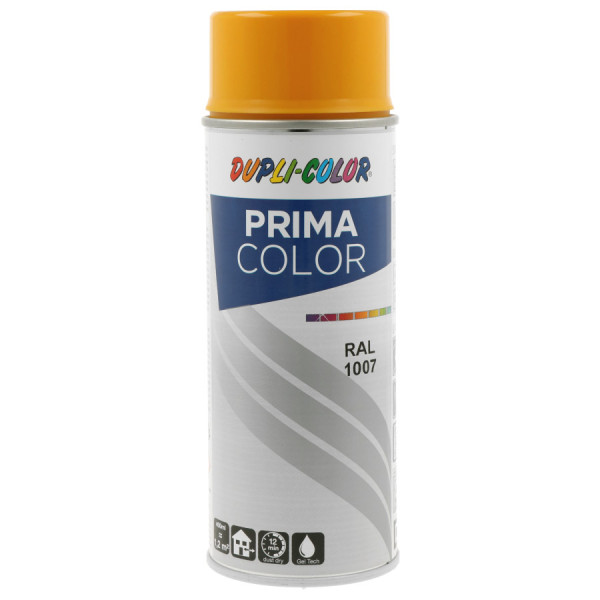 photo-Bombe de peinture acrylique - Jaune chrome - RAL 1007 - Brillant - Tous supports - Prima Color - 400ml