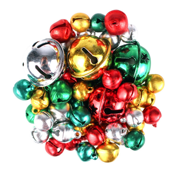 Grelots - Clochettes - Couleurs de noël - 1,5 à 2,6cm - 60 pièces