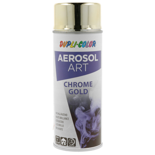 photo-Bombe de peinture - Effet chrome or - Brillant - Tous supports - Aérosol Art