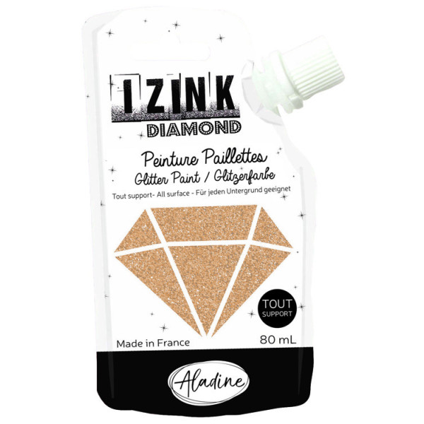 Peinture tous supports - Pailletée - Or pastel - 80ml - IZINK - Diamond