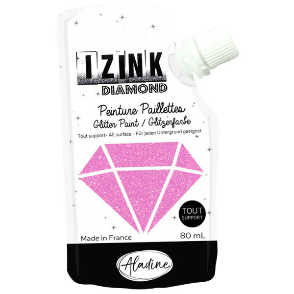 photo-Peinture tous supports - Pailletée - Rose poudré - 80ml - IZINK - Diamond