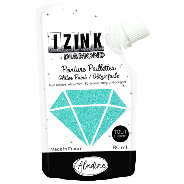 photo-Peinture tous supports - Pailletée - Bleu ciel - 80ml - IZINK - Diamond