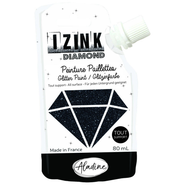 photo-Peinture tous supports - Pailletée - Noir - 80ml - IZINK - Diamond