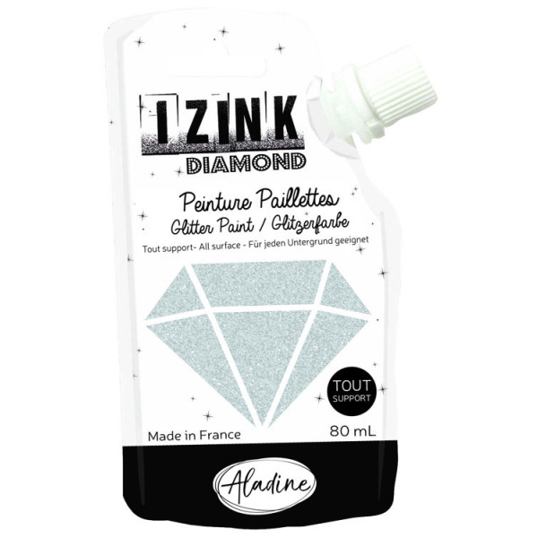 photo-Peinture tous supports - Pailletée - Argent - 80ml - IZINK - Diamond