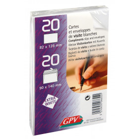 Carte De Visite - 82 X 128 Mm - Enveloppes - 90 X 140 Mm Blanche - 20 Cartes + 20 Enveloppes - Gpv | Artmania