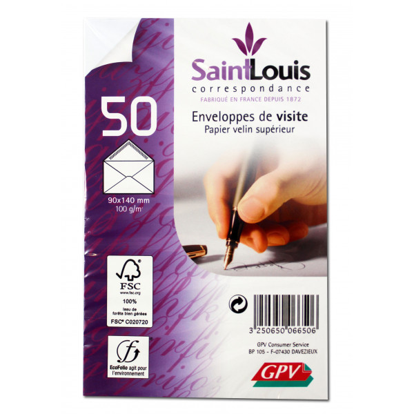 50 Enveloppes De Visite - Blanche - 90 X 140 Mm - Gpv pas cher