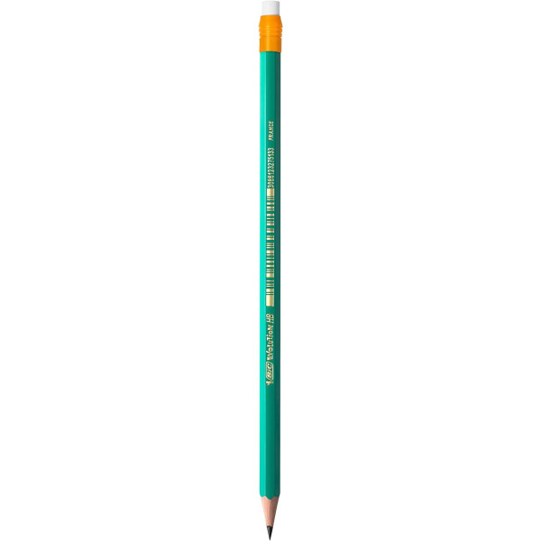 12 crayons à papier - HB - Avec embout gomme - Mine résistante - BIC - Evolution