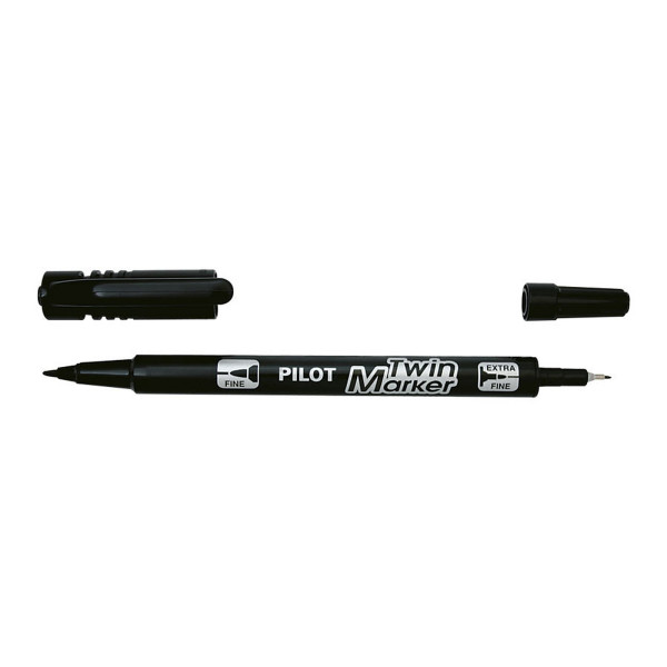 Marqueur permanent Twin Marker Begreen double pointe Extra Fine Noir Pilot pas cher