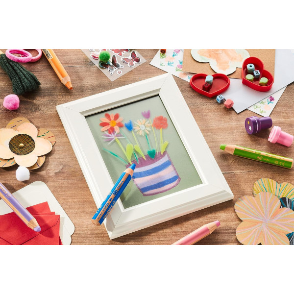 Stabilo woody 3 in 1 - Jaune - Crayon de couleur - Pointe large - Tous supports