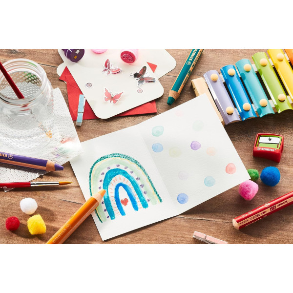 Stabilo woody 3 in 1 - Jaune - Crayon de couleur - Pointe large - Tous supports