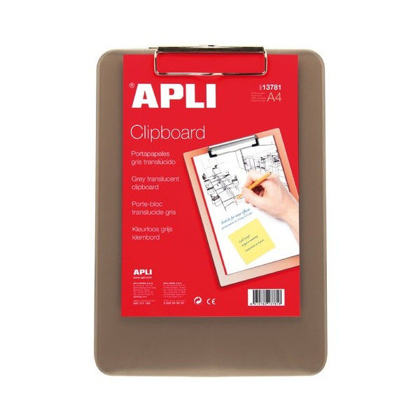photo-Porte-bloc en plastique transparent gris A4 - Apli