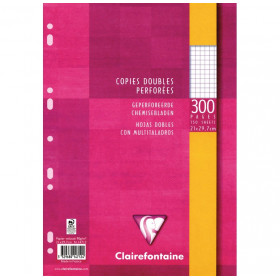 300 Copies Doubles Perforées - Petits Carreaux - 90G - Clairefontaine pas cher