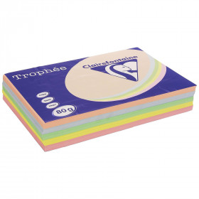 5x100 feuilles A4 - Couleurs pastel assorties - 80g - Trophée Clairefontaine 1703C