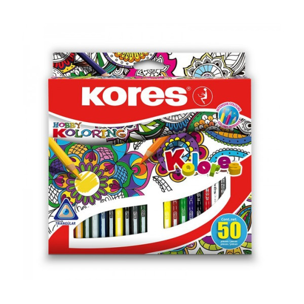 Boîte De 50 Crayons De Couleurs Spécial Mandala Kores pas cher