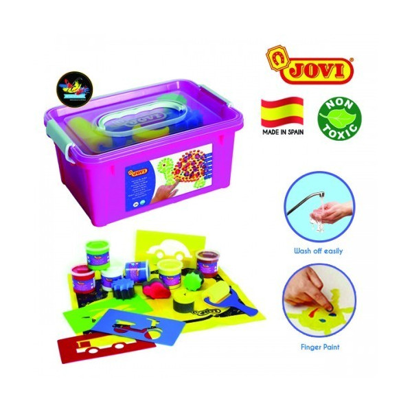 Coffret De Gouache Au Doigt - 6 Pots De 125 Ml + Accessoires - Jovi pas cher