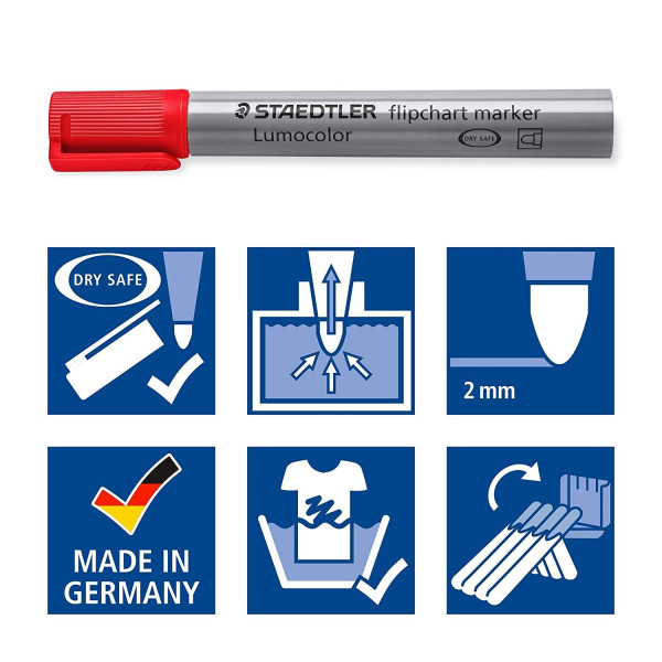 Acheter Lot De 6 Marqueurs Pour Tableau Blanc Effaçable Flipchart- Staedtler | Surdiscount