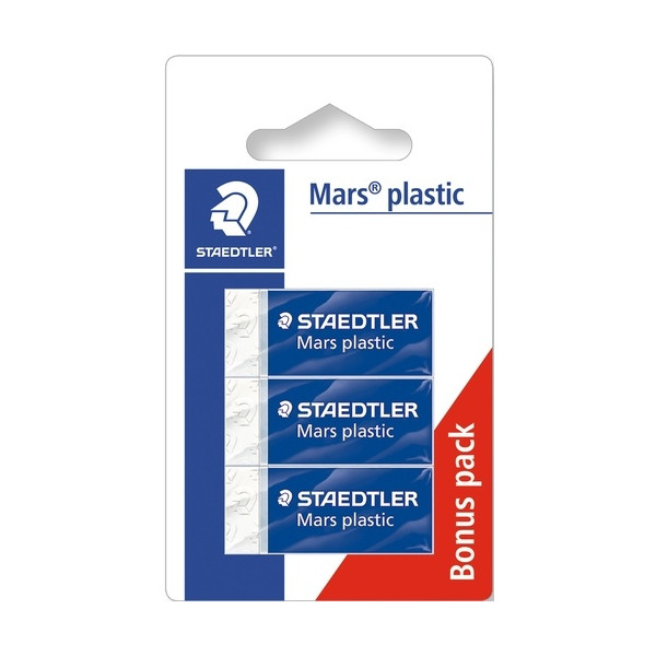 photo-Lot de 3 gommes blanches - Sans phtalate ni latex - Staedtler - Mars plastic