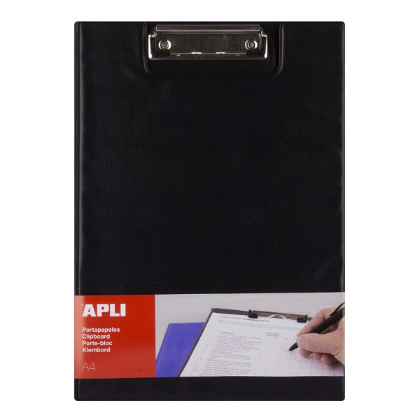 photo-Porte-bloc avec rabat noir A4 - Apli