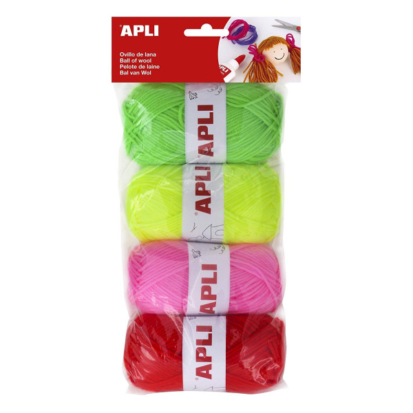 photo-4 pelotes de laine tons fluorescents