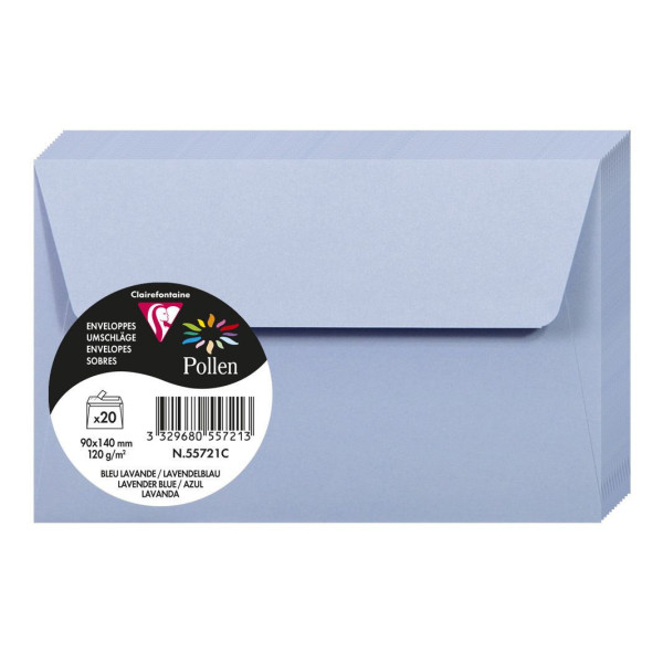 photo-Enveloppes - Format rectangle - 90x140mm - Pollen - Bleu lavande - 20 unités - Clairefontaine