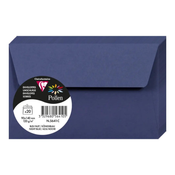 photo-Enveloppes - Format rectangle - 90x140mm - Pollen - Bleu nuit - 20 unités - Clairefontaine