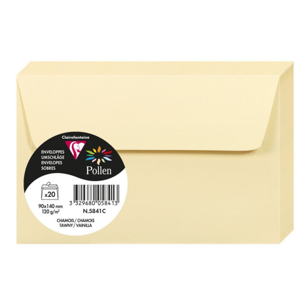photo-Enveloppes - Format rectangle - 90x140mm - Pollen - Chamois - 20 unités - Clairefontaine