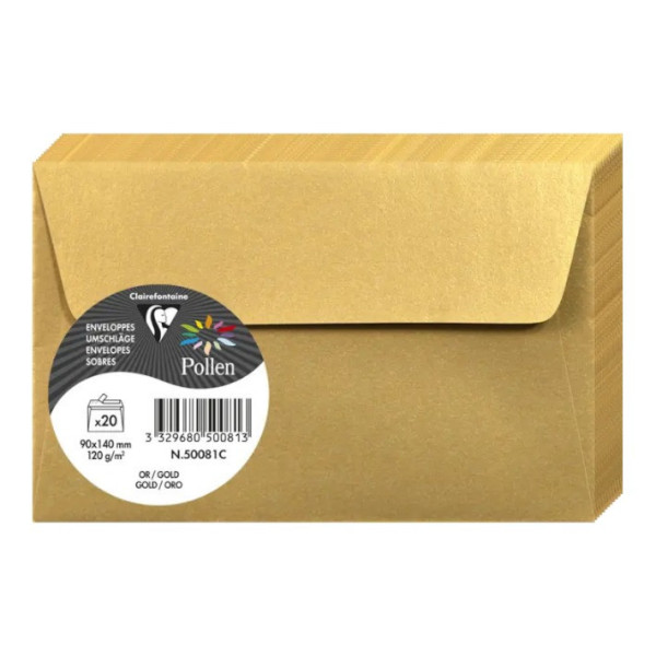 photo-Enveloppes - Format rectangle - 90x140mm - Pollen - Or - 20 unités - Clairefontaine
