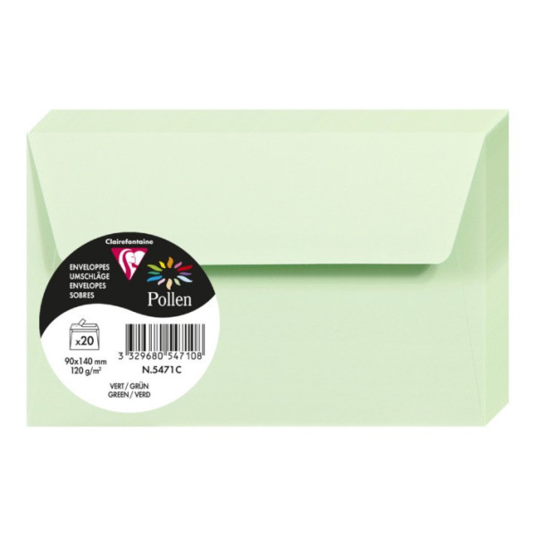 photo-Enveloppes - Format rectangle - 90x140mm - Pollen - Vert - 20 unités - Clairefontaine