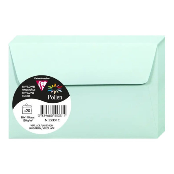 photo-Enveloppes - Format rectangle - 90x140mm - Pollen - Vert jade - 20 unités - Clairefontaine