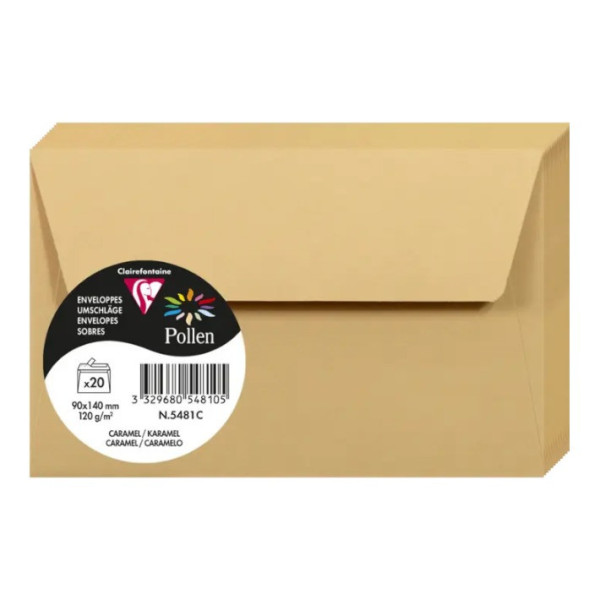 photo-Enveloppes - Format rectangle - 90x140mm - Pollen - Caramel - 20 unités - Clairefontaine