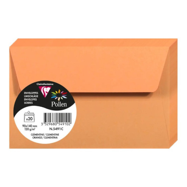 photo-Enveloppes - Format rectangle - 90x140mm - Pollen - Clémentine - 20 unités - Clairefontaine