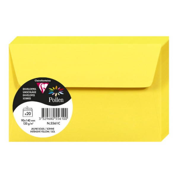 photo-Enveloppes - Format rectangle - 90x140mm - Pollen - Jaune soleil - 20 unités - Clairefontaine