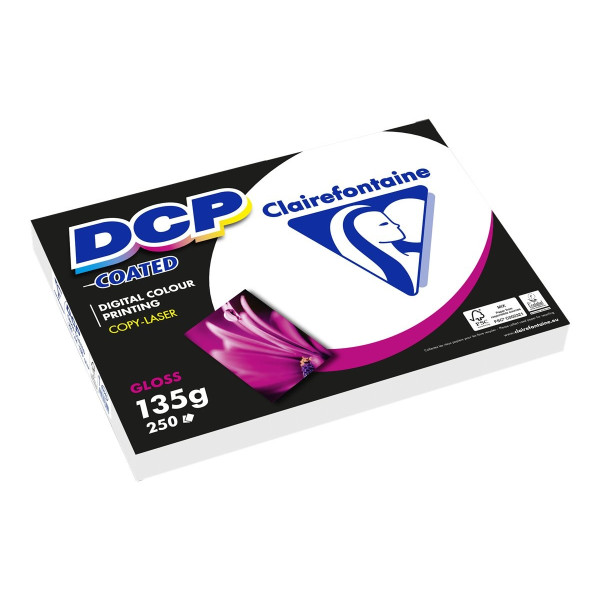 Papier Dcp Coated 250 Feuilles A4 (297 X 210 Mm), 135 G/M2- Papier Couche Brillant Clairefontaine 6841C pas cher