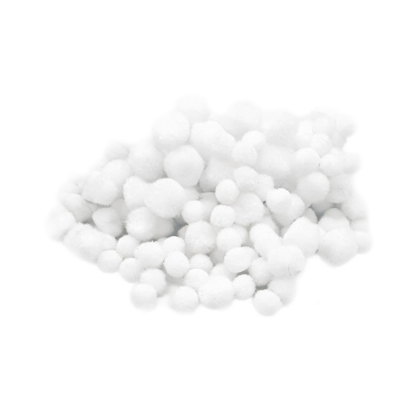 Mini pompons - Blanc - Plusieurs tailles - Loisirs créatifs - Noël - 200 pièces