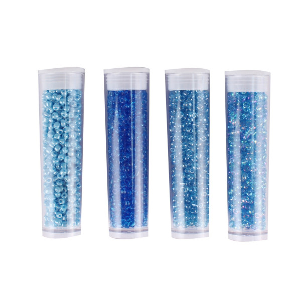 Perles - Rocailles - Assortiment bleu ciel - 4 tubes de 8g - Bijoux