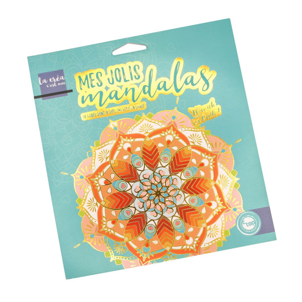 Carnet de coloriage - Mandalas - Bordures dorées - 16 dessins - 19x20 cm