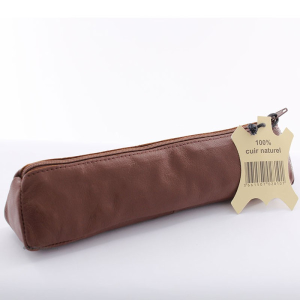 trousse cuir marron