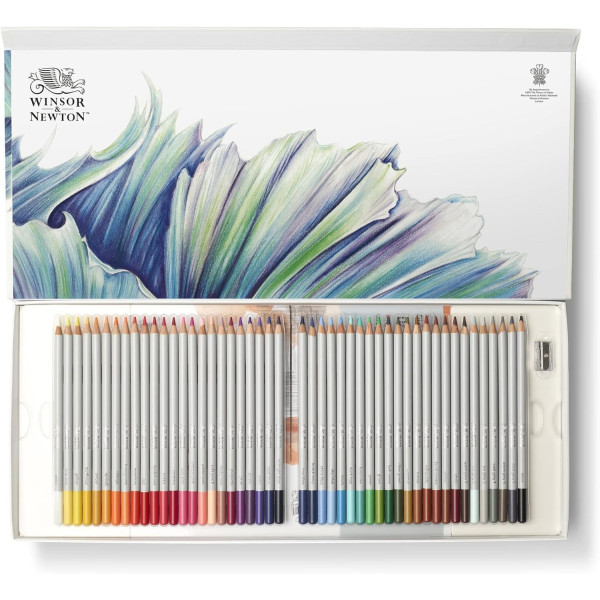 photo-Coffret - Crayons de couleur - Dessin - Beaux-arts - Winsor et Newton - Collection - 50 pièces